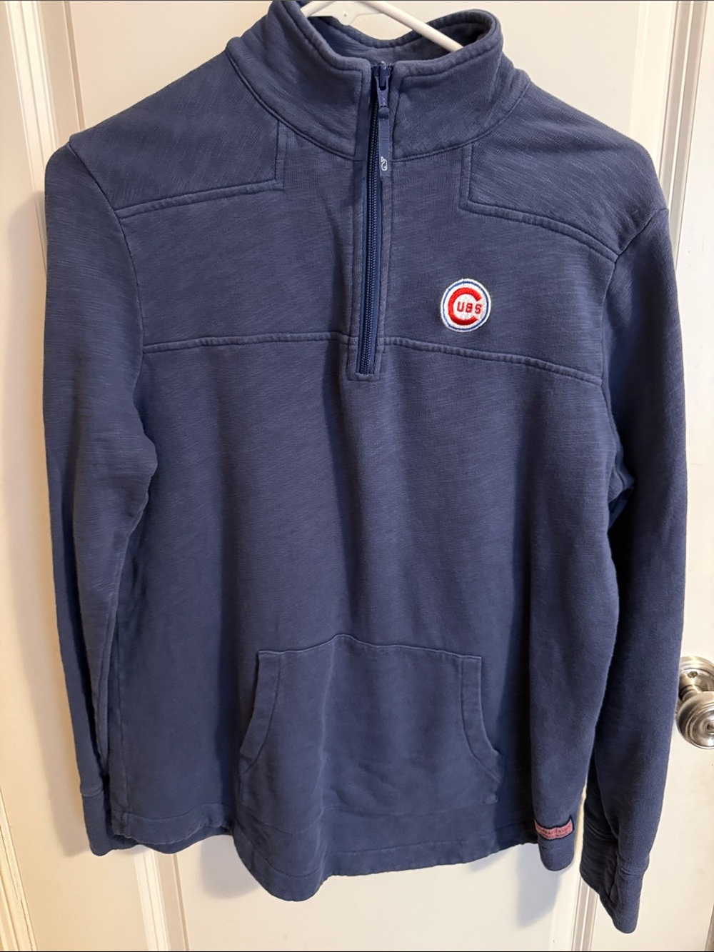Chicago Cubs Blue Vineyard Vines Quarter-Zip Pullover with Cubs Logo Patch